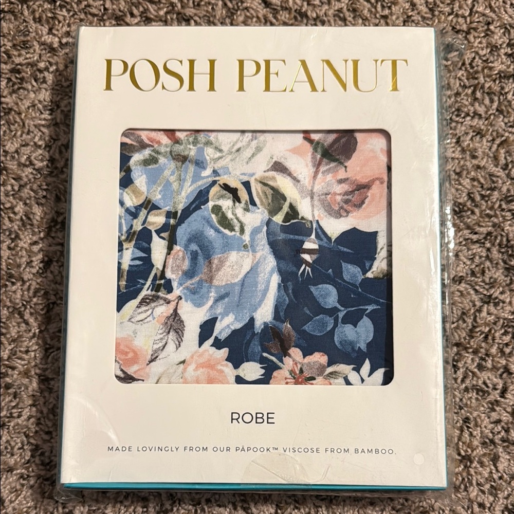 Posh Peanut Blue Rose Floral Mommy Robe